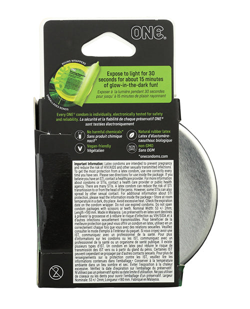 One Glowing Pleasures Condoms - Box Of 3