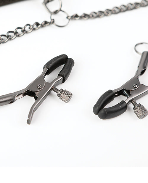 Sei Mio Twin Tweaks Velvet Collar w/Nipple Clamps