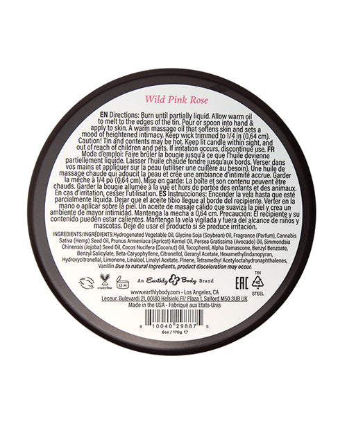 Earthly Body at Night Candle - Wild Pink Rose 6 oz
