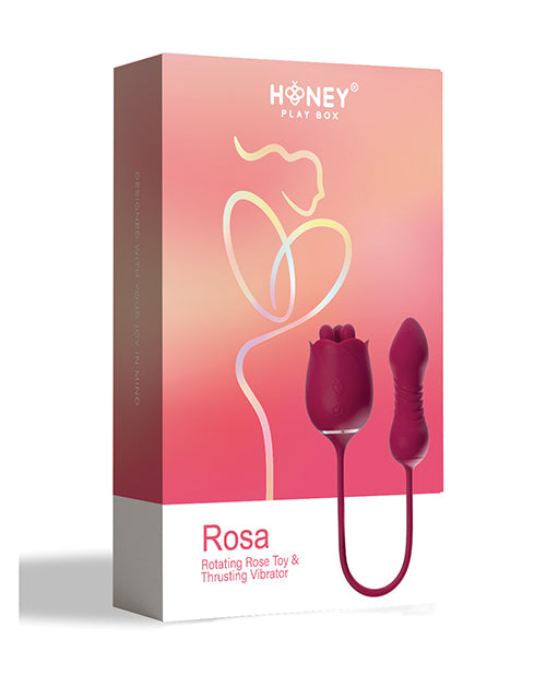 Rosa Rotating Rose Toy & Thrusting Vibrator - Red