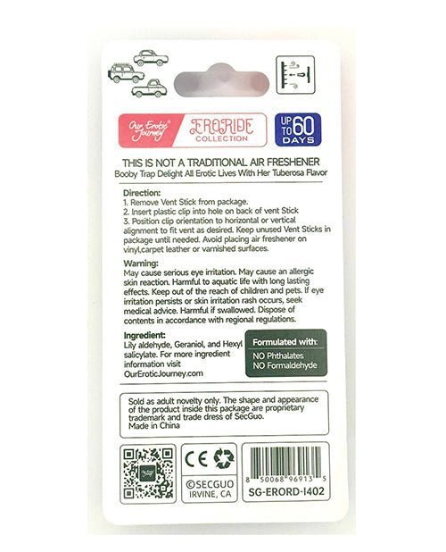 EroRide Booby Trap Pheromone Infused Air Freshener - Tuberosa