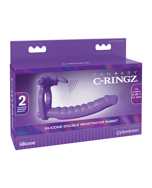 Fantasy C-ringz Silicone Double Pene Rabbit - Purple