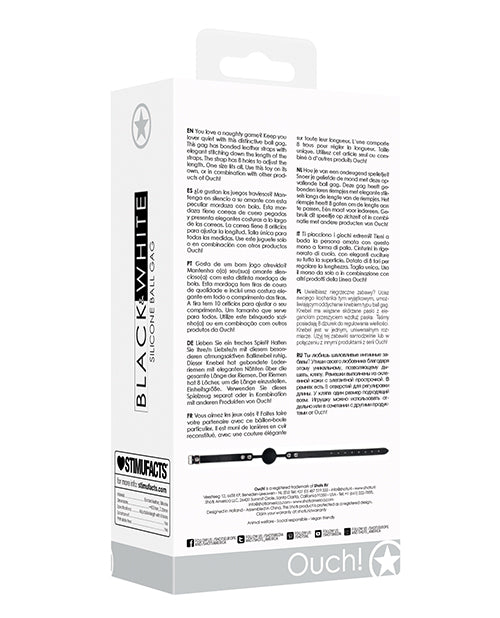 Shots Ouch Black & White Silicone Ball Gag