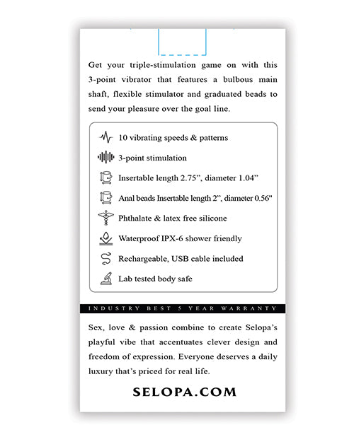 Selopa Game On Rechargeable Three Point Vibrator