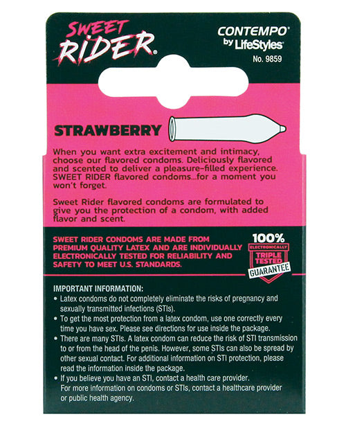 Lifestyles Sweet Rider Condoms - Strawberry Pack Of 3