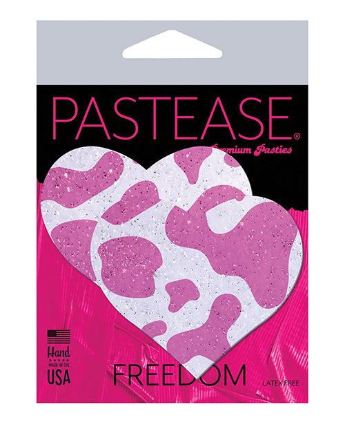 Pastease Premium Cow Print Glittery Velvet Heart - Pink Strawberry O-s