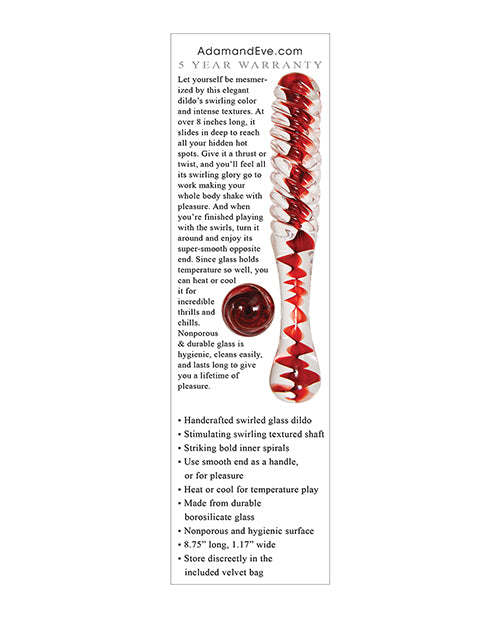 Adam & Eve Eve's Sweetheart Swirl Glass Dildo - Clear-red