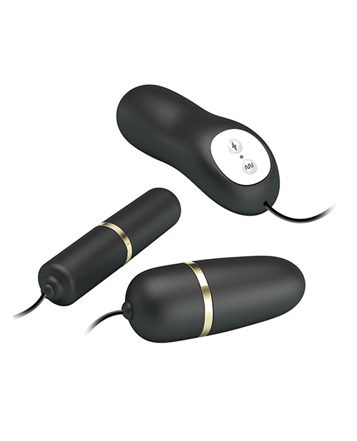 Pretty Love Double Vibro Bullets W-electrostim - Black