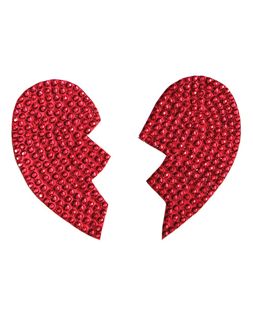 Rhinestone Broken Heart Reusable Pastie - Red O-s