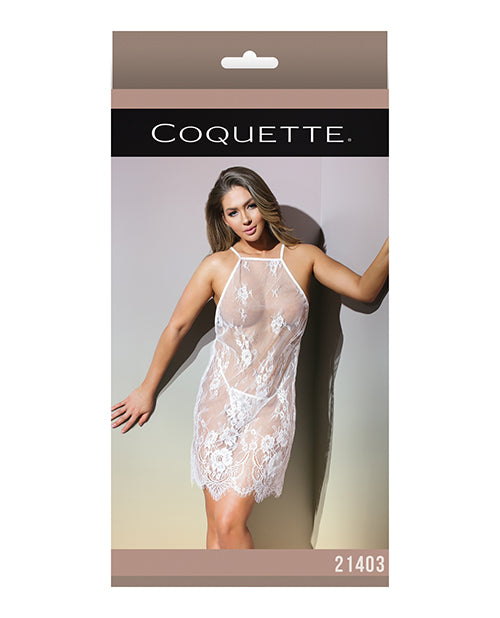 Classic Sheer Eyelash Lace Babydoll & G-string White O-s