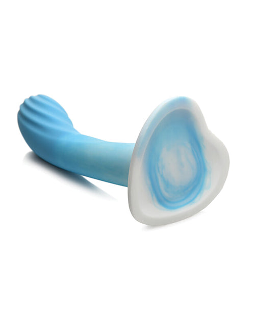 Curve Toys Simply Sweet 7" Rippled Silicone Dildo - Blue/white