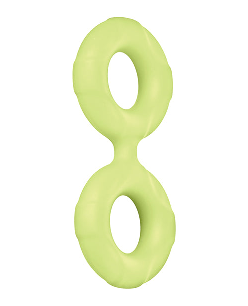 Forto F-81 47mm Double Ring Liquid Silicone Cock Ring - Glow In The Dark