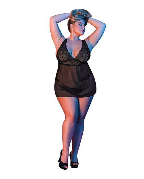 Sexy Time Zoey Babydoll W-flyaway Back Black Qn