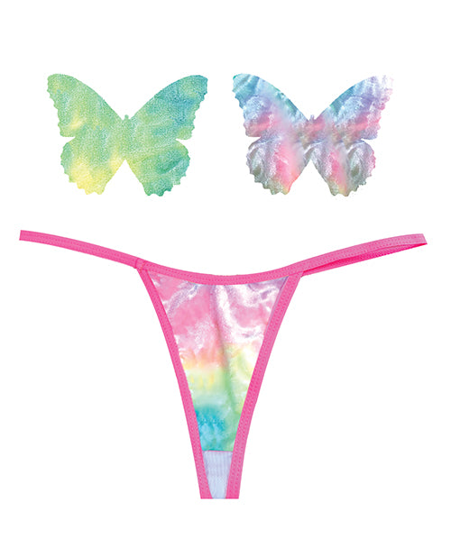 Neva Nude Naughty Knix Rainbow Sherbet Velvet G-string & Pasties - (color Varies) Multi O-s