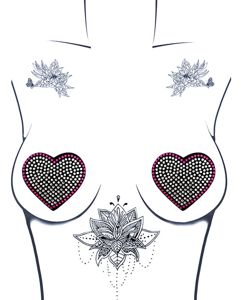 Burlesque Heart N' Soul Crystal Heart Nipztix - Pink-clear O-s