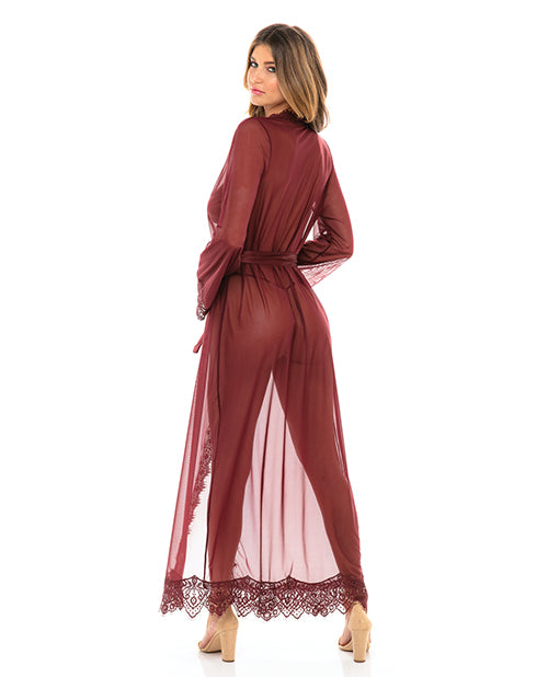 Provence Eyelash Lace Floor Length Robe Zinfandel S-m