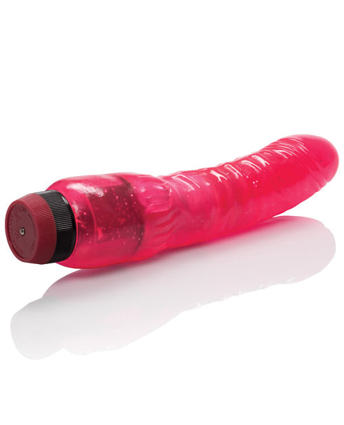 "Hot Pinks Curved Jelly Vibrating 6.5"" Dildo"