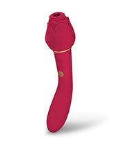 Secret Kisses Twosome Dual Ended Rose Bud W-clitoral Suction & G-spot Vibe - Red