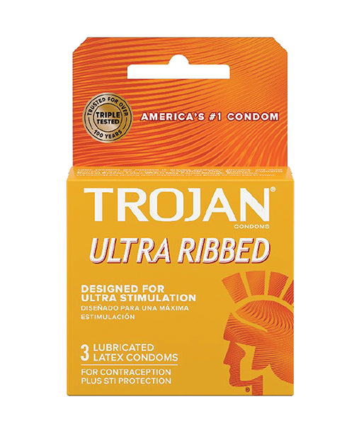 Trojan Ribbed Condoms - Box Of 3