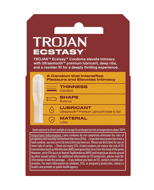 Trojan Ultra Ribbed Ecstasy Condoms - Box Of 3