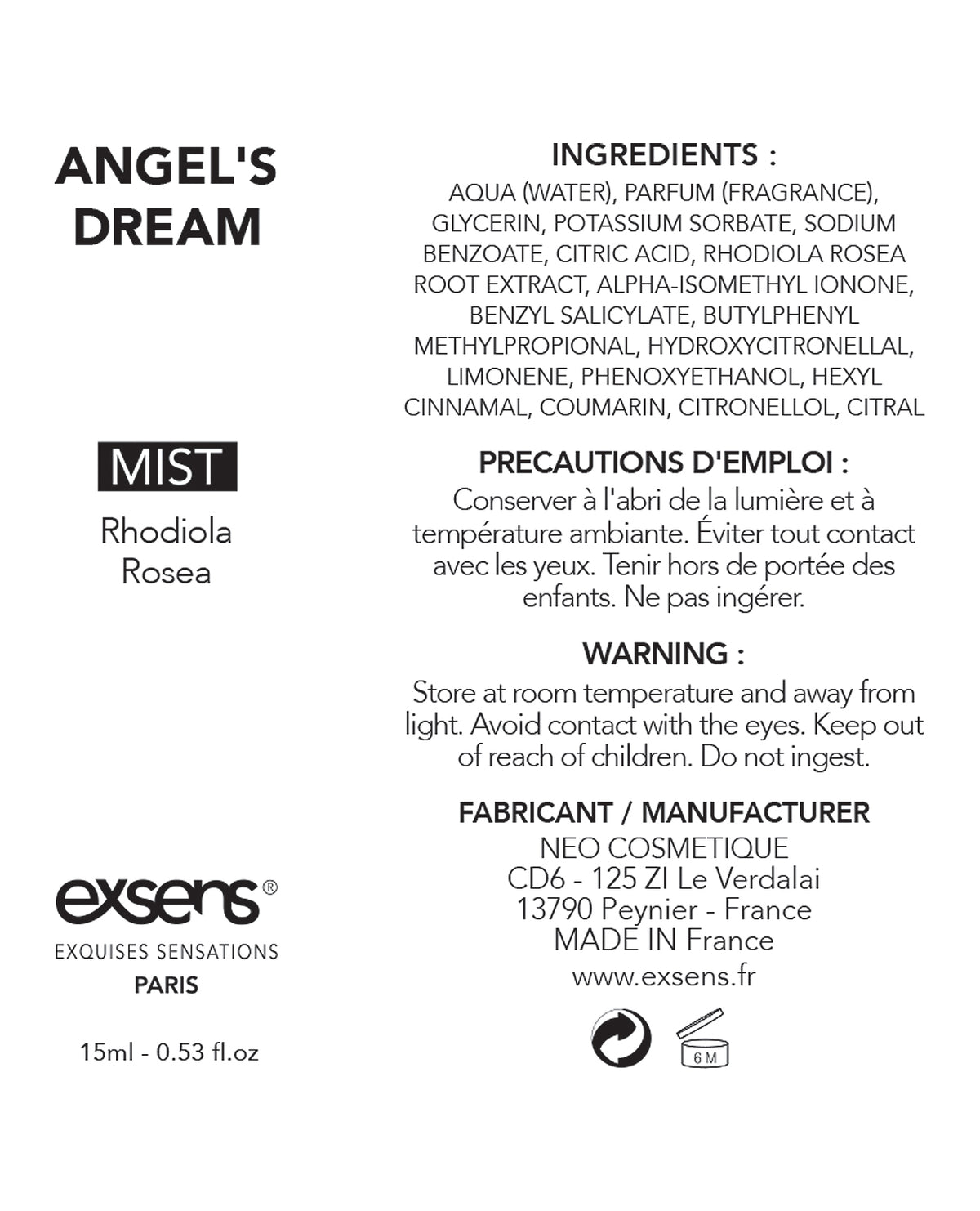 Exsens Of Paris Endorphins Booster - 15 Ml Angels Dream