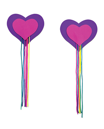 Pastease Hearts w/Fringe Rainbow Tassels