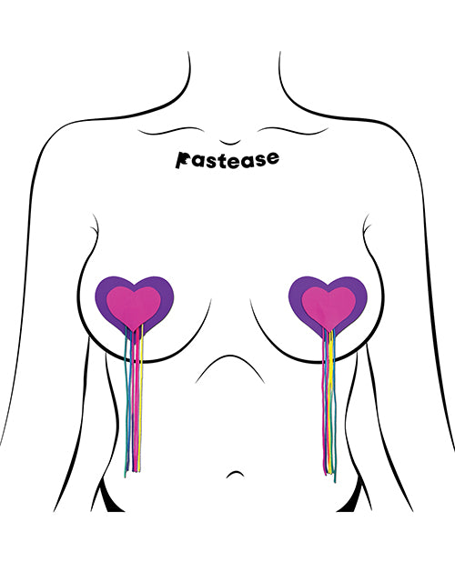 Pastease Hearts w/Fringe Rainbow Tassels