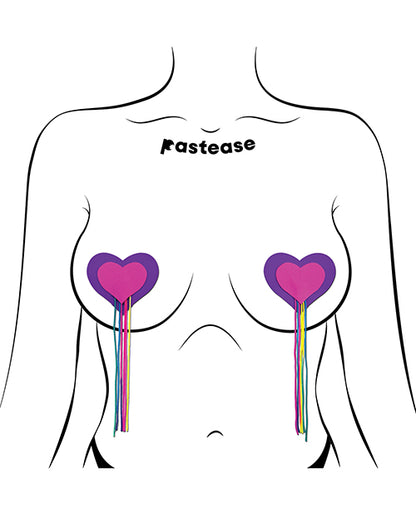 Pastease Hearts w/Fringe Rainbow Tassels