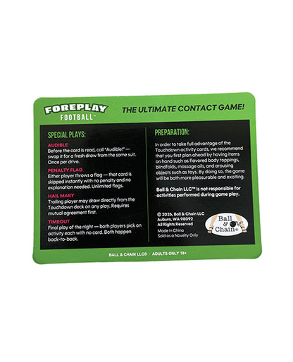 Foreplay Football Card Game