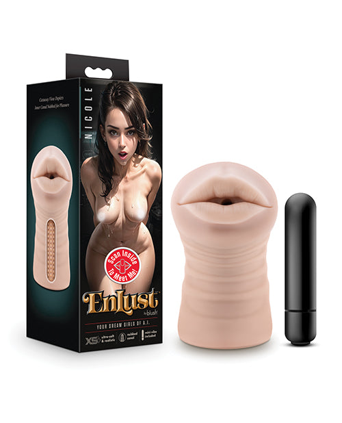 Blush EnLust Mouth Stroker w/Vibrating Bullet - Beige