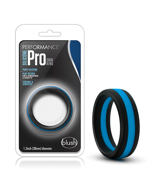 Blush Performance Silicone Go Pro Cock Ring - Black-blue