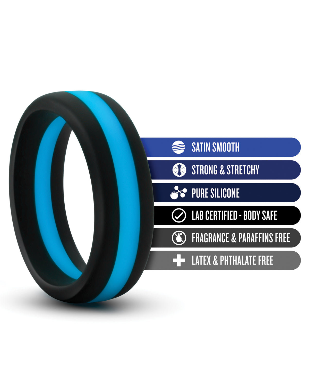 Blush Performance Silicone Go Pro Cock Ring - Black-blue