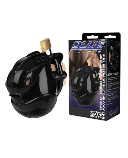 Full Restraint Silicone Cock & Balls Chastity Device - 100% Coverage - Black