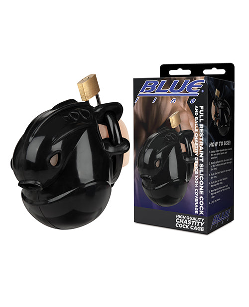 Full Restraint Silicone Cock & Balls Chastity Device - 100% Coverage - Black