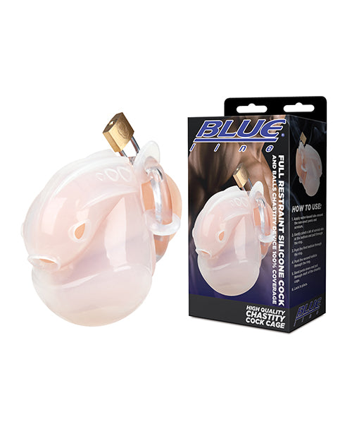 Full Restraint Silicone Cock & Balls Chastity Device - 100% Coverage - White