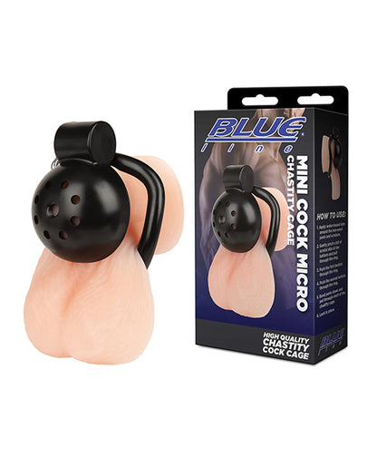 Blue Line Mini Cock Micro Chastity Cage - Black