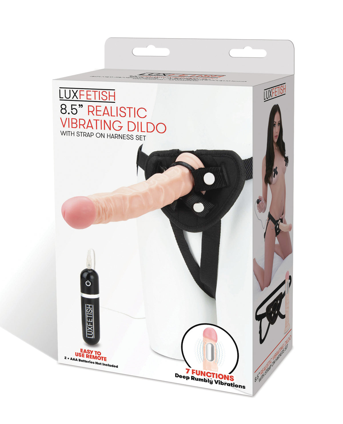 Lux Fetish 8.5" Realistic Vibrating Dildo W-strap On Harness Set