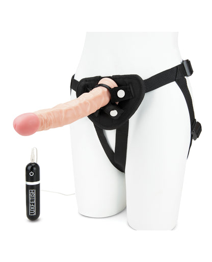 Lux Fetish 8.5" Realistic Vibrating Dildo W-strap On Harness Set