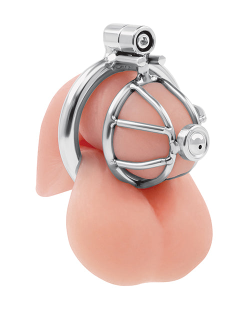 Lockmaster Stainless Steel Inverted Micro Chastity Cage w/Urethral Straw