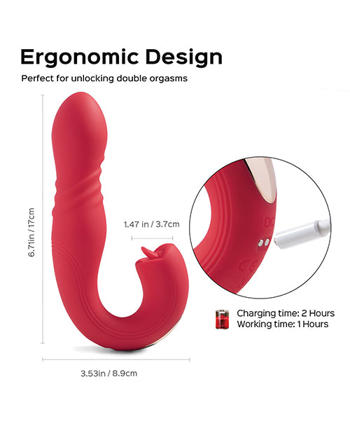 Joi App Controlled Thrusting G-spot Vibrator & Clit Licker
