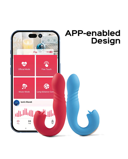 Joi App Controlled Thrusting G-spot Vibrator & Clit Licker