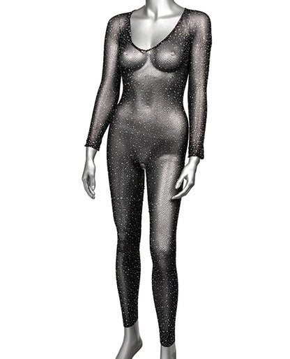 Radiance Crotchless Full Body Suit - Black Qn