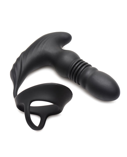 Thunderplugs 10x Thrusting Silicone Vibrator W/cock & Ball Strap & Remote - Black