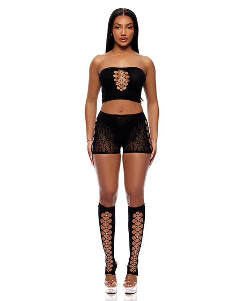 Cross Your Mind Tube Top w/Boy Short & Open Toe Socks Bodystocking