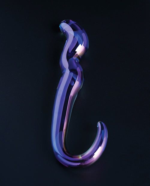 Cristal Blue Flame Curved Glass Dildo