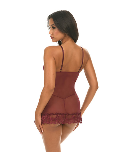 Valentine Lace Babydoll w/Bows & G-Sting - Zinfandel MD