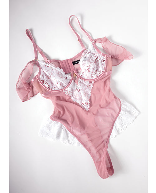 Cassandra Lace & Mesh Teddy w/Ruffle Details