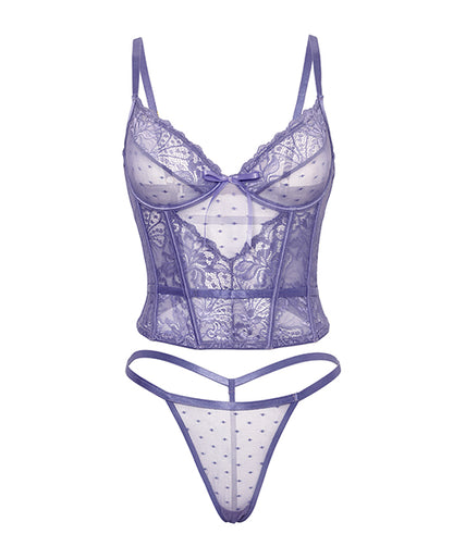 Vanessa Lace & Mesh Bustier w/G-String