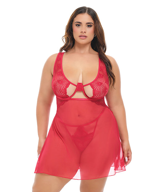 Tiana Lace Babydoll w/Side Slits & Strap Details
