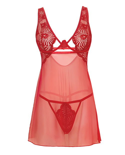 Tiana Lace Babydoll w/Side Slits & Strap Details